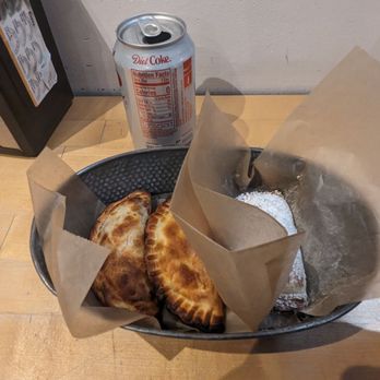Lazo Empanadas - Bbq chicken and Spinach and cheese empanadas with a Caramel cream and peach sweet empanada. - Empanadas Near Me - Denver, Colorado