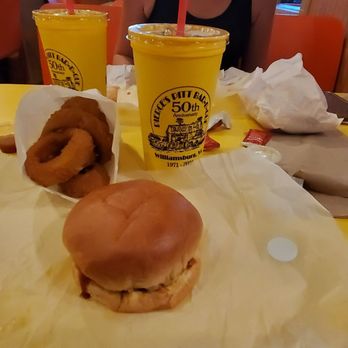 Pierce's Pitt Bar-B-Que - Jumbo BBQ Chicken Sandwich  with Onion Rings - Barbeque Near Me - Williamsburg, Virginia