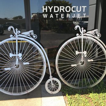 Hydrocut Waterjet - Cut on our waterjet as a display for a bicycle shop. Cut from aluminum Sheet. - Metal Fabricators Near Me - Anaheim, California Hydrocut Waterjet - Cut on our waterjet as a display for a bicycle shop. Cut from aluminum Sheet. - Metal Fabricators Near Me - Anaheim, California
