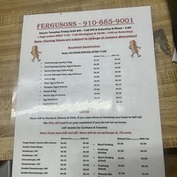 Ferguson's - Menu Sept 2025 - in business for 81 years!