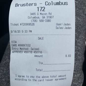 Bruster's Real Ice Cream - receipt - Ice Cream & Frozen Yogurt Near Me - Columbus, Georgia