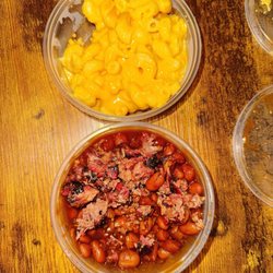 Neighbor Tim's BBQ - Mac -n- Cheese and Baked Beans with brisket