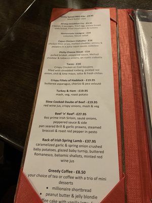 Menu photo 1 The Yellow Heifer Camlough, NBL