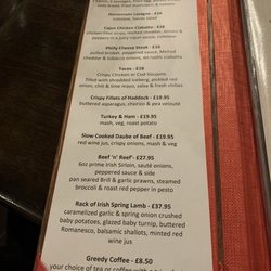 The Yellow Heifer - Menu