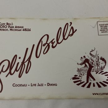 Cliff Bell's - Feedback Card - Bars Near Me - Detroit, Michigan Cliff Bell's - Feedback Card - Bars Near Me - Detroit, Michigan