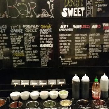 Hot Spot - The condiments/sauces area - Asian Fusion Near Me - Fairfax, Virginia