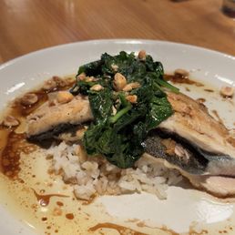 RAINBOW TROUT Basmati Rice, Wilted Spinach. Toasted Hazelnut, Brown Butter Balsamic Vinaigrette RAINBOW TROUT Basmati Rice, Wilted Spinach. Toasted Hazelnut, Brown Butter Balsamic Vinaigrette