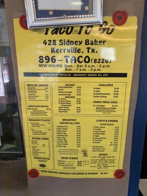 Menu photo 1 Taco To Go Kerrville, TX