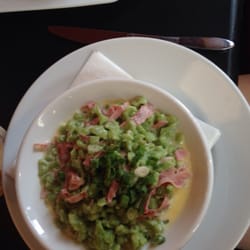 Cafe Harlekin - Spinatspätzle mit Schinken