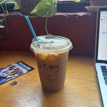 Koffee On Audubon - iced latte with soy milk and liquid sugar - Coffee & Tea Near Me - New Haven, Connecticut Koffee On Audubon - iced latte with soy milk and liquid sugar - Coffee & Tea Near Me - New Haven, Connecticut