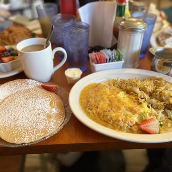 Spices Cafe - Denver Omelette, side of pancakes - American Near Me - Denver, Colorado Spices Cafe - Denver Omelette, side of pancakes - American Near Me - Denver, Colorado