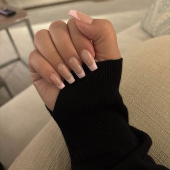 Hollywood Nails & Spa - Pink coffin french - Nail Salons Near Me - Houston, Texas Hollywood Nails & Spa - Pink coffin french - Nail Salons Near Me - Houston, Texas