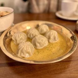 Momo Valley - Pasture-raised Chicken Momos - Nepalese steamed dumplings, served with jhol achar, a flavorful sesame based sauce