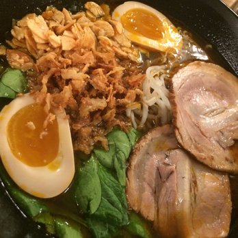 Shoki Ramen House - To DIE for curry ramen Godzilla style (onion and garlic added) with egg - Ramen Near Me - Sacramento, California