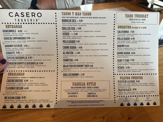 Menu photo 1 Casero Taqueria Carlsbad, CA Menu photo 1 Casero Taqueria Carlsbad, CA