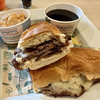 McAlister's Deli - French Dip 12" w/Mac & Cheese. Excellent! The sweet tea is amazing - Sandwiches Near Me - Plantation, Florida McAlister's Deli - French Dip 12" w/Mac & Cheese. Excellent! The sweet tea is amazing - Sandwiches Near Me - Plantation, Florida
