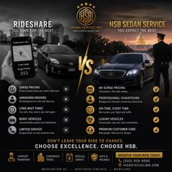 HSB Sedan Service - Skip surge pricing. Choose professional chauffeurs, luxury vehicles, airport transfers & VIP transportation across Washington DC.