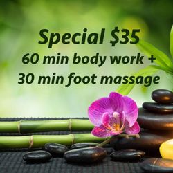 Vanilla Spa - $35 60 min body work $50 90 min body work $25 60 min foot massage $30 60 min facial