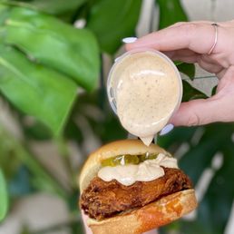 Hot chicken sandwich with secret sauce