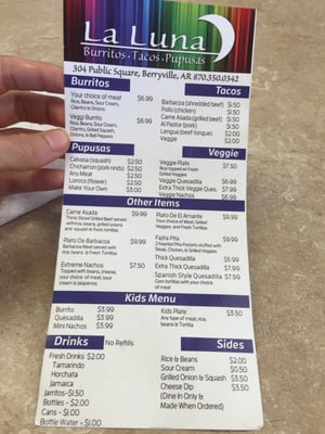 Menu photo 6 La Luna Berryville, AR