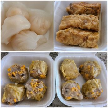 Dim Sum King - Shrimp har gow, beancurd roll with pork and shiu mai ($3.38 each) - Dim Sum Near Me - El Monte, California