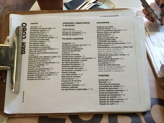 Menu photo 7 Bar Lobo Barcelona, B
