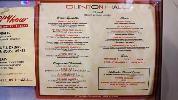 Menu photo 2 Clinton Hall 36 New York, NY Menu photo 2 Clinton Hall 36 New York, NY