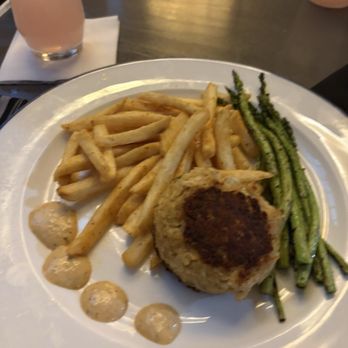 Hyatt Regency Baltimore Inner Harbor - Crab cake (not Maryland blue crab). Sautéed asparagus, fries, remoulade sauce. - Hotels Near Me - Baltimore, Maryland Hyatt Regency Baltimore Inner Harbor - Crab cake (not Maryland blue crab). Sautéed asparagus, fries, remoulade sauce. - Hotels Near Me - Baltimore, Maryland