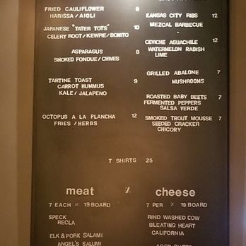 ABV - Food menu is on the wall - lots of small bite share options - Cocktail Bars Near Me - San Francisco, California