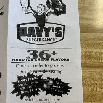Davy's Burger Ranch - Menu 2019 - Burgers Near Me - Prosser, Washington