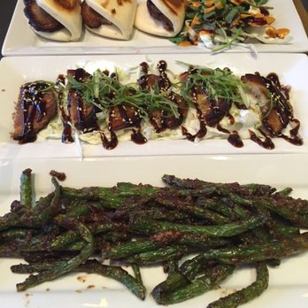 NUDO - 3 apps top to bottom: cha shao bao, BBQ pork, and pan fried string beans - Asian Fusion Near Me - Spokane, Washington NUDO - 3 apps top to bottom: cha shao bao, BBQ pork, and pan fried string beans - Asian Fusion Near Me - Spokane, Washington