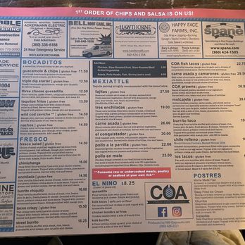COA mexican eatery & tequileria - Menu - Mexican Near Me - Mount Vernon, Washington