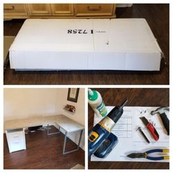 Assembly and Installation of an L Shaped computer desk.