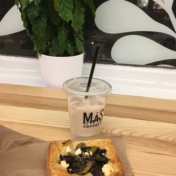 Mas Coffee - Chai Latte and Mushrooms with Feta Cheese Pastry - Coffee & Tea Near Me - Winnipeg, Manitoba Mas Coffee - Chai Latte and Mushrooms with Feta Cheese Pastry - Coffee & Tea Near Me - Winnipeg, Manitoba