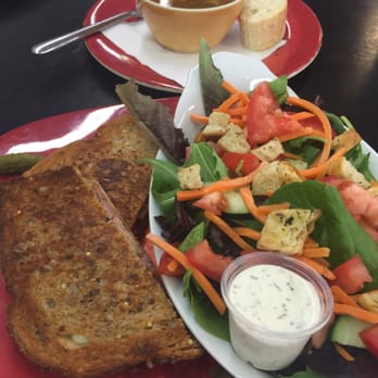 Gourmage - Great lunch! Manchego, prosciutto and fig sandwich with a cup of jerk chicken soup. - Chocolatiers & Shops Near Me - New Braunfels, Texas