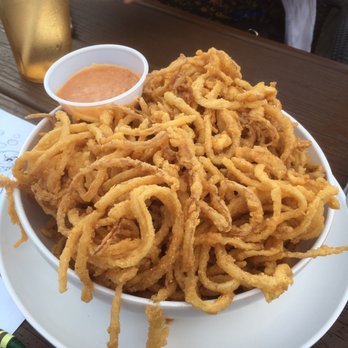 Funky Pelican - Onion Strings - Seafood Near Me - Flagler Beach, Florida Funky Pelican - Onion Strings - Seafood Near Me - Flagler Beach, Florida