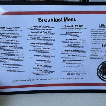 The Spot - Menu - Creperies Near Me - Cambria, California