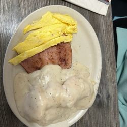 Mammas Kitchen - But if scrambled eggs, ham and looks like homemade biscuits n gravy.