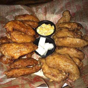 Mad For Chicken Flushing - Half & half chicken wings (spicy and soy garlic) - Korean Near Me - Flushing, New York