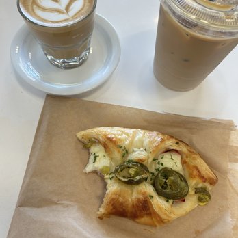 Flat White Coffee - Cortado*Jalapeño cheese and ham pastry*Strawberry Latte - Cafes Near Me - Cypress, California Flat White Coffee - Cortado*Jalapeño cheese and ham pastry*Strawberry Latte - Cafes Near Me - Cypress, California