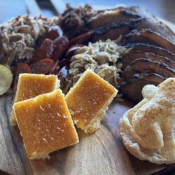 Fullbelly BBQ - Brisket, pulled pork, pulled chicken, homemade pork rinds, cornbread