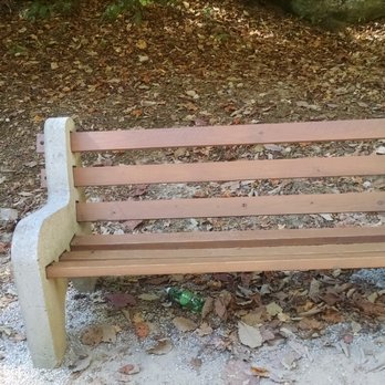 Toccoa Falls - Our shaded spot along the trail to the falls.  It was the perfect place to sit and relax. - Local Flavor Near Me - Toccoa, Georgia