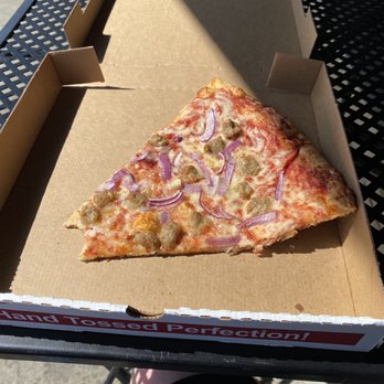Goodfellas Pizzeria - Sausage and onion slice. - Pizza Near Me - Bloomington, Indiana Goodfellas Pizzeria - Sausage and onion slice. - Pizza Near Me - Bloomington, Indiana