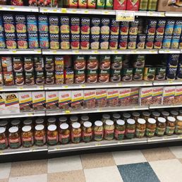 a variety of canned food items