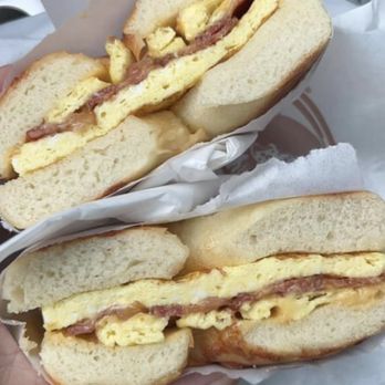 Donut World - Parmesan bagel bacon egg sandwich - Coffee & Tea Near Me - San Francisco, California