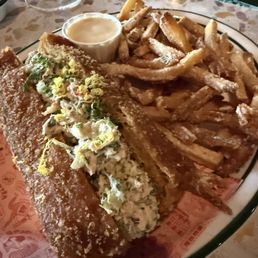 Lobster roll with salt and vinegar fries