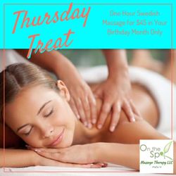 On The Spot Massage Therapy - 1Hr Swedish Massage for $45 in Your Bday Month Only! Click to Schedule! 
https://tinyurl.com/Massage4bday