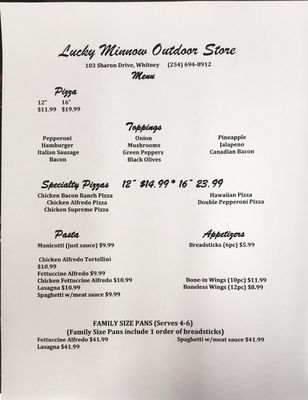 Menu photo 2 Lucky Minnow Outdoor Store Whitney, TX
