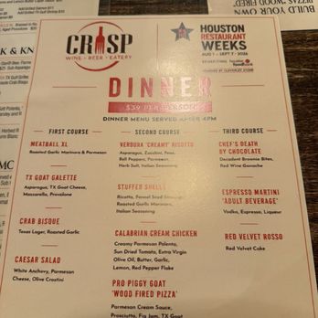 Crisp - 2026 HRW menu - Italian Near Me - Houston, Texas Crisp - 2026 HRW menu - Italian Near Me - Houston, Texas