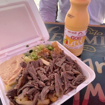 Garlic 'n Lemons - Original Beef Shawarma Plate, Mango Lassi - Middle Eastern Near Me - Boston, Massachusetts